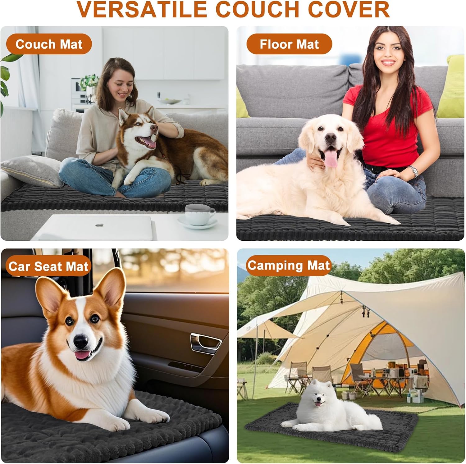 Couch Cover for Dogs Washable, Sofa Cover Protector for l Shape, Non Slip Dog Blanket Cover, Friendly Pet Mat Bed for Outdoor, Soft (Dark Gray, 27.6" x 59") - view 6
