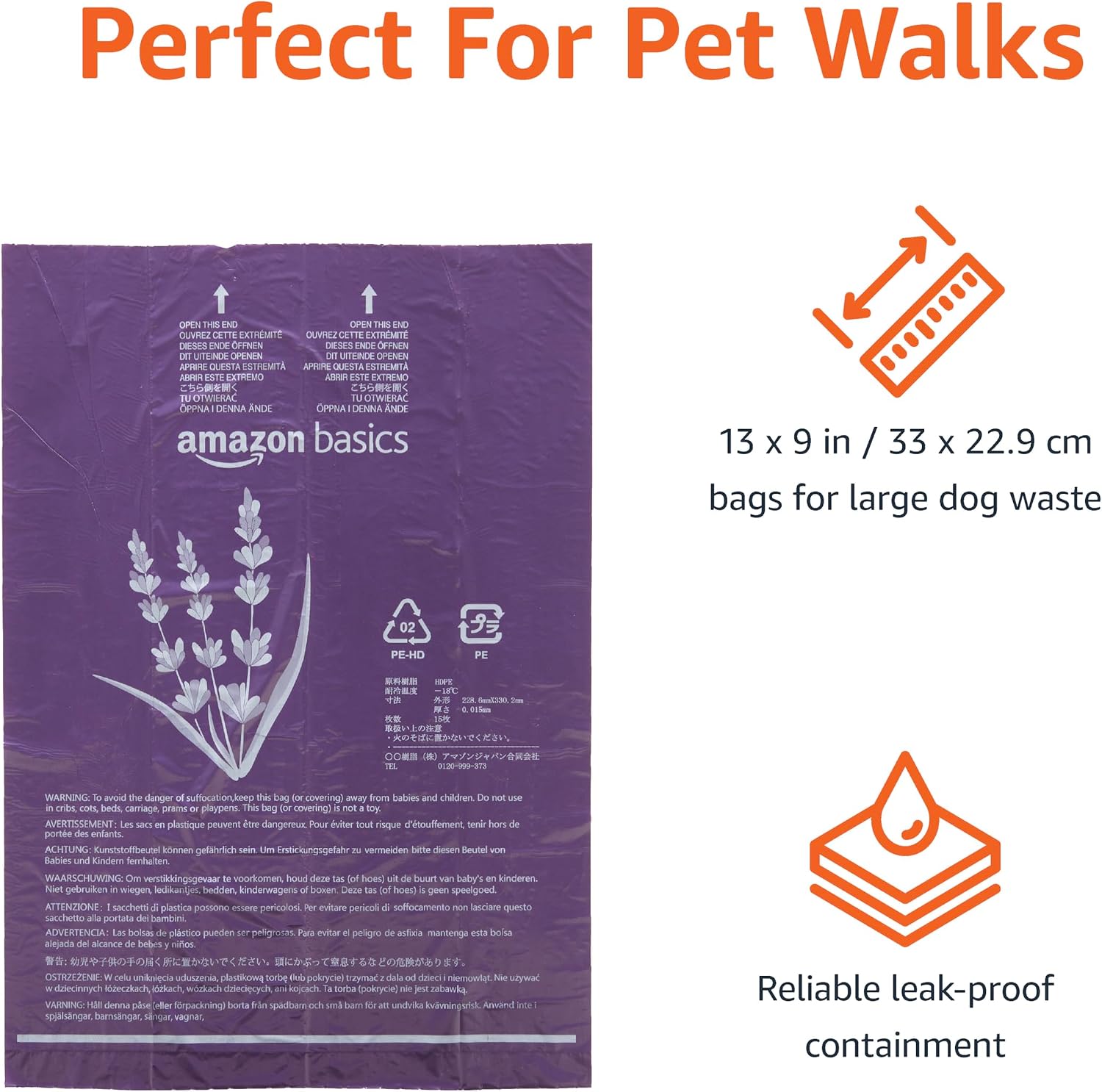 Premium Lavender Scented Standard Dog Waste Bags, 300 Count (15 Pack of 20) - view 3