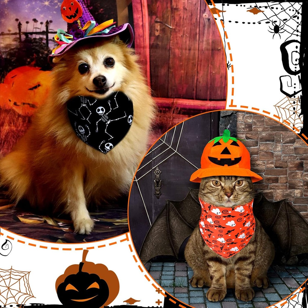 12 pieces Halloween dogs bandanas adjustable triangle bandana with bat ghost pumpkin patterns for Halloween puppy cat costume pet apparel accessories - view 4