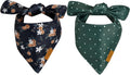 Clementine Dog Bandanas Large - 2 Pack - Floral | Summer Collection | Premium Polyester Fabric | Adjustable Patented Fit | Large 2 Pack