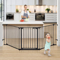 80" Extra Wide Baby Gate, Dog Gate for House Stairs Doorways | Auto Close Pet Gate with Door Walk Through, 3 Metal Panels, Hardware Mounted Baby Fence Indoor Outdoor(30" Tall, Black)