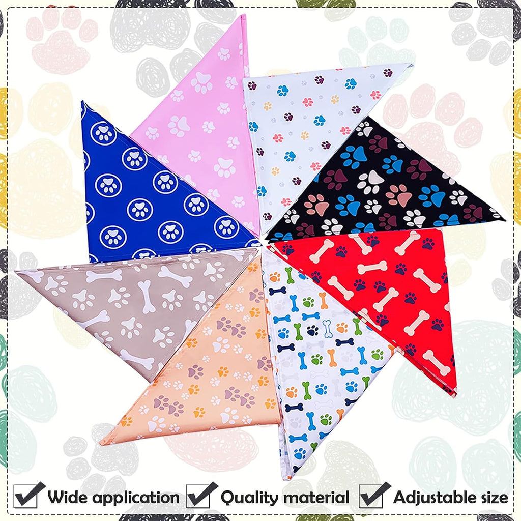 Paw print dog bandanas bulk for small dogs sewn edge 18" 30pcs S | hemmed dog bandanas for dogs polyester small dog bandana bulk for pets groomer dog scarves scarfs party grooming - view 4