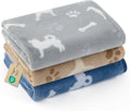 Dog Blanket for Small Dogs Puppy, Flannel Fleece, 3-Pack 23x16 | 280GSM Coral Fleece,Machine Washable Fuzzy Pet Blanket with Dog Prints for Crate Cage, Dog Bed,Puppy Essentials,Doggy Gifts