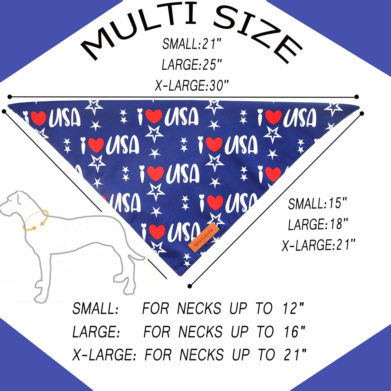 4th of July Bandanas 2 Pack, Triangle Reversible American Flag Pet Patriotic Scarf for Boy and Girl, Premium Durable Fabric, USA Bandana for Medium and Large Dogs (Large) - view 2