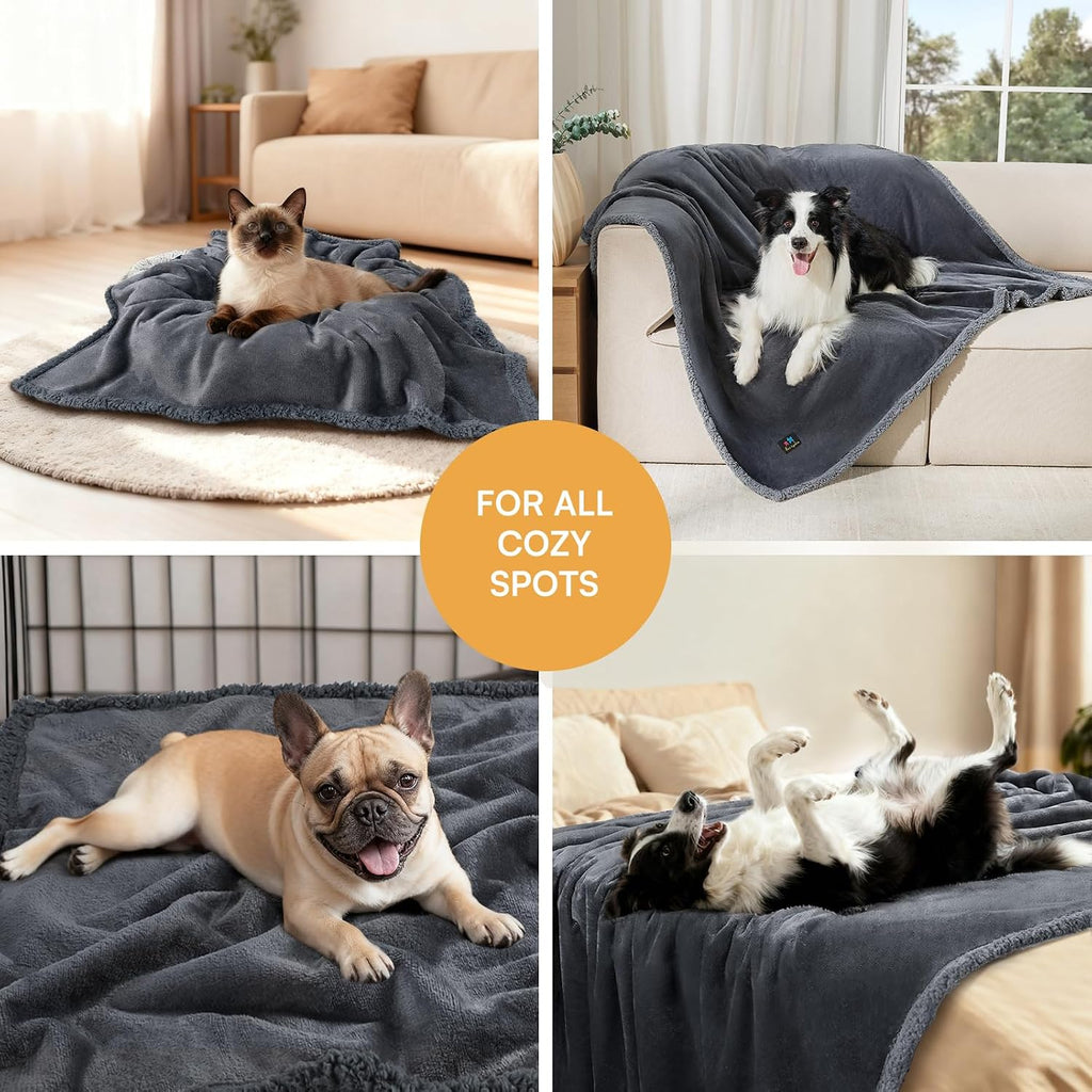 Waterproof Pet Blanket, Liquid Pee Proof Dog Blanket for Sofa Bed Couch, Reversible Sherpa Fleece Furniture Protector Cover for Small Medium Large Dogs Cats, Dark Gray Small（40" x 28"） | waterproof pet blanket sherpa fleece reversible couch cover bed prot - view 6