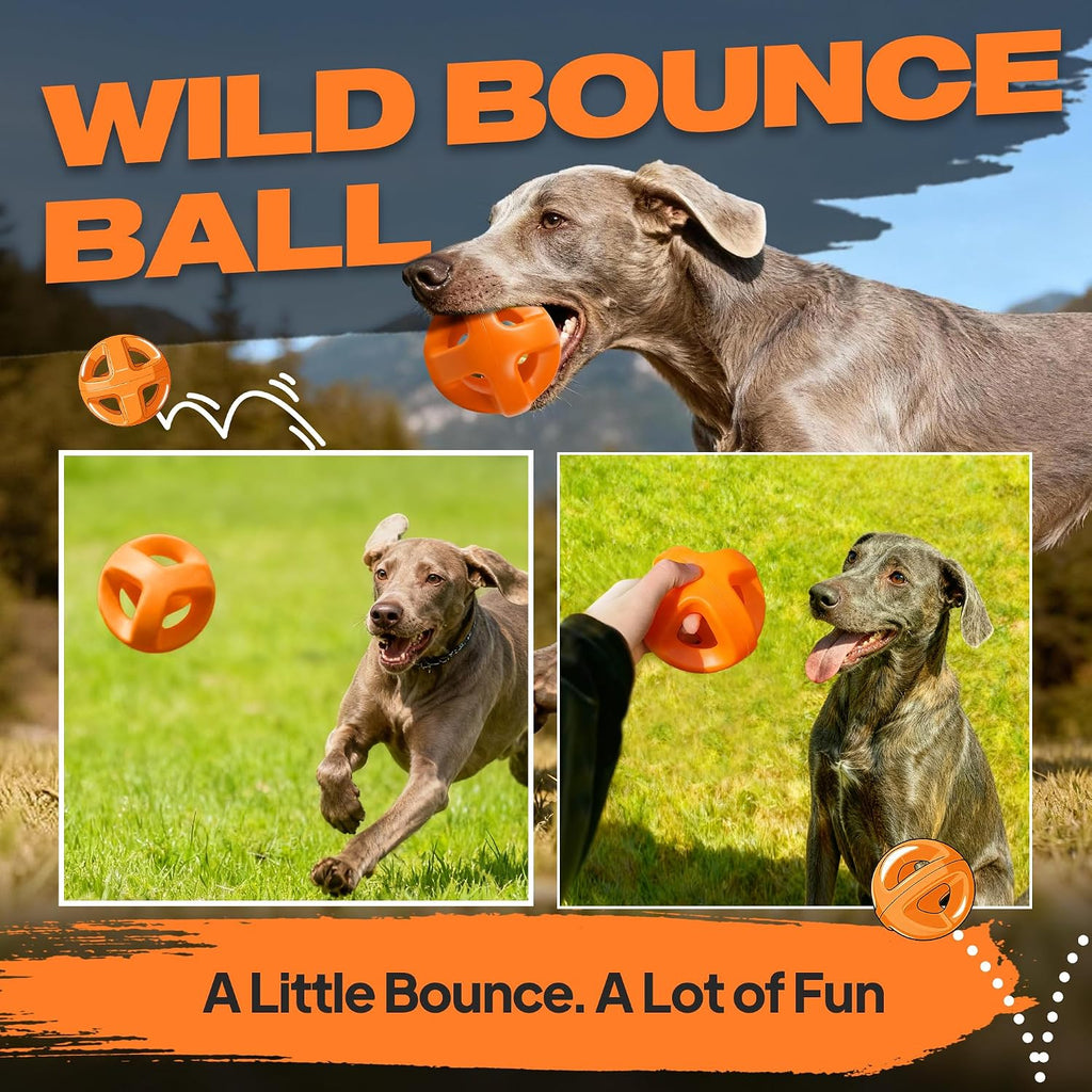 Natural Rubber Dog Balls for Aggressive Chewers, Durable Dog Chew Toys for Large Dogs, Interactive Fetch & Tug of War Toys for Medium Large Breed Non-Toxic Dish Washable,4.5 * 4.5" - view 5