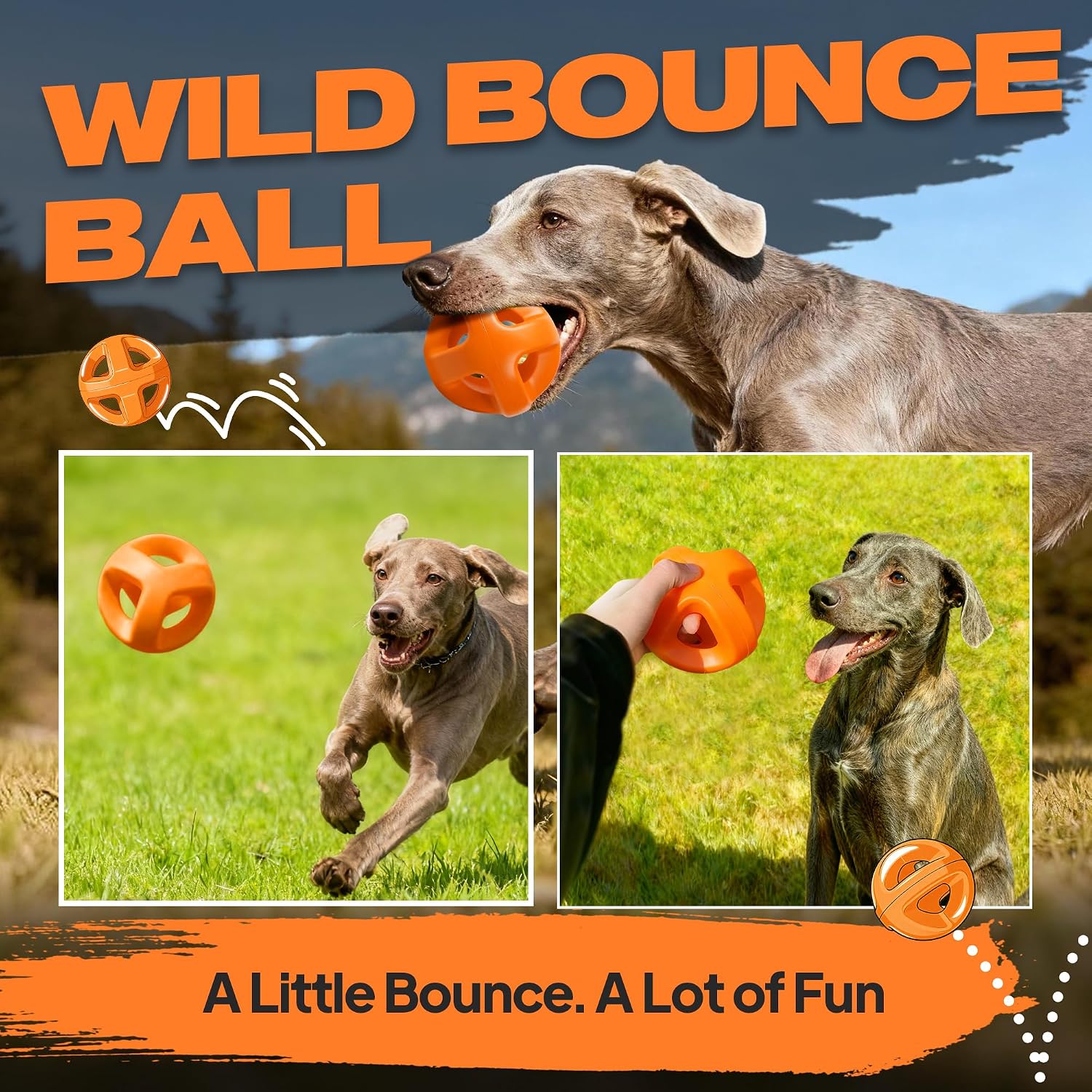 Natural Rubber Dog Balls for Aggressive Chewers, Durable Dog Chew Toys for Large Dogs, Interactive Fetch & Tug of War Toys for Medium Large Breed Non-Toxic Dish Washable,4.5 * 4.5" - view 5