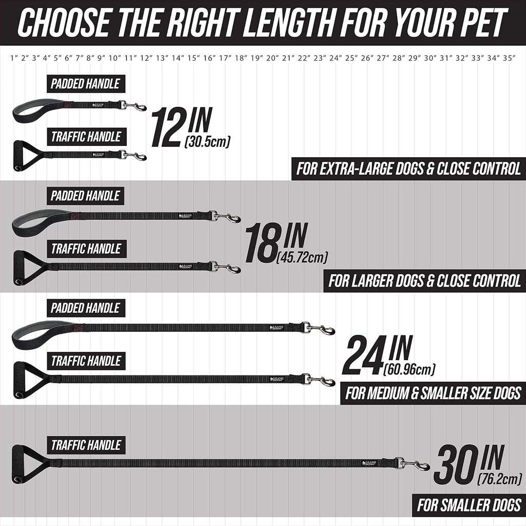 Traffic Handler - Short Dog Leash with Traffic Handle for Large Dogs - Great for Double Dog Couplers, Service Dogs, and Training (12 in, Red) - view 2