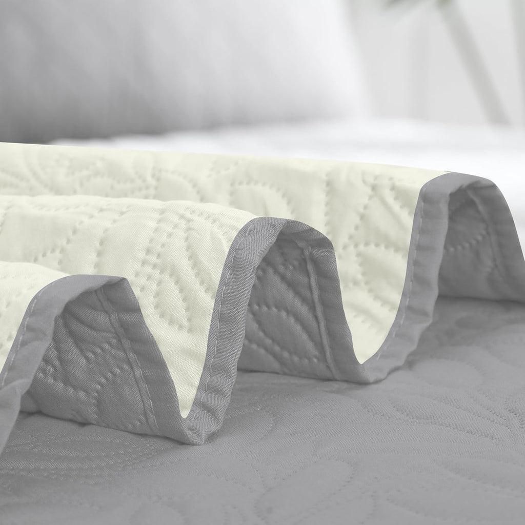 Waterproof Dog Bed Cover Reversible Leak Proof Pet Blanket Replacement Mat for Furniture Washable Couch Cover Sofa Cover for Dogs Cat(82x86 Inch, Light Gray/Ivory) - view 6