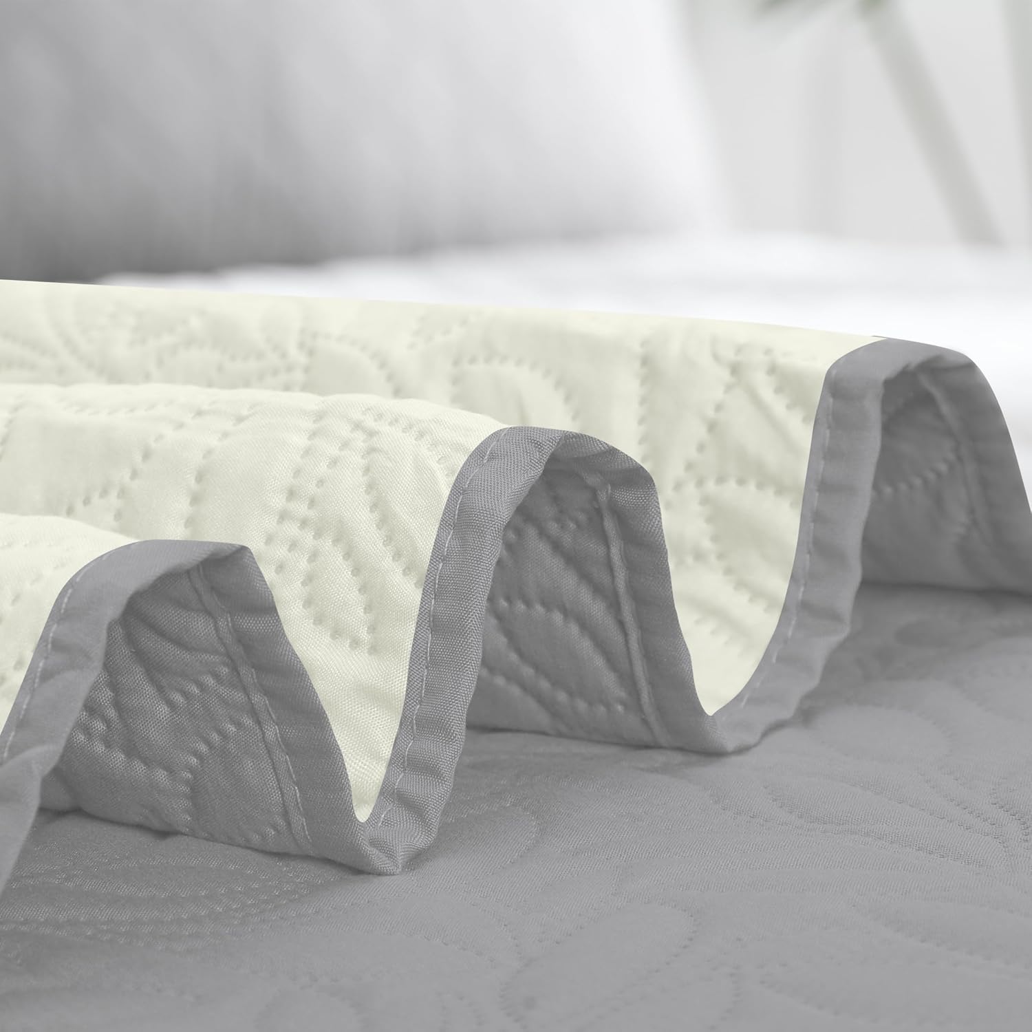 Waterproof Dog Bed Cover Reversible Leak Proof Pet Blanket Replacement Mat for Furniture Washable Couch Cover Sofa Cover for Dogs Cat(82x86 Inch, Light Gray/Ivory) - view 6