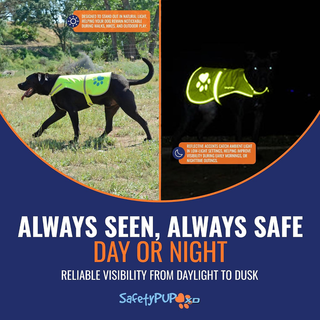 Reflective dog vest, hi vis safety gear for low-light morning & night walks | dog safety vest brings peace of mind. Waterproof, fluorescent visibility jacket protects your pet on trails & near traffic - view 5