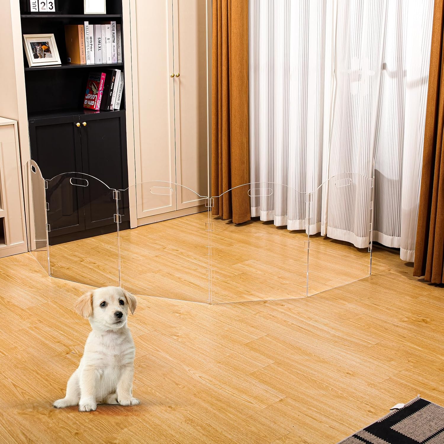 Extra-Wide Clear Acrylic Freestanding Dog Gates for the House – Folding 6-Panel Pet Gates for Doorways, Stairs, and Open Spaces, Transparent Indoor Barrier for Dogs, Puppies & Cats - view 6