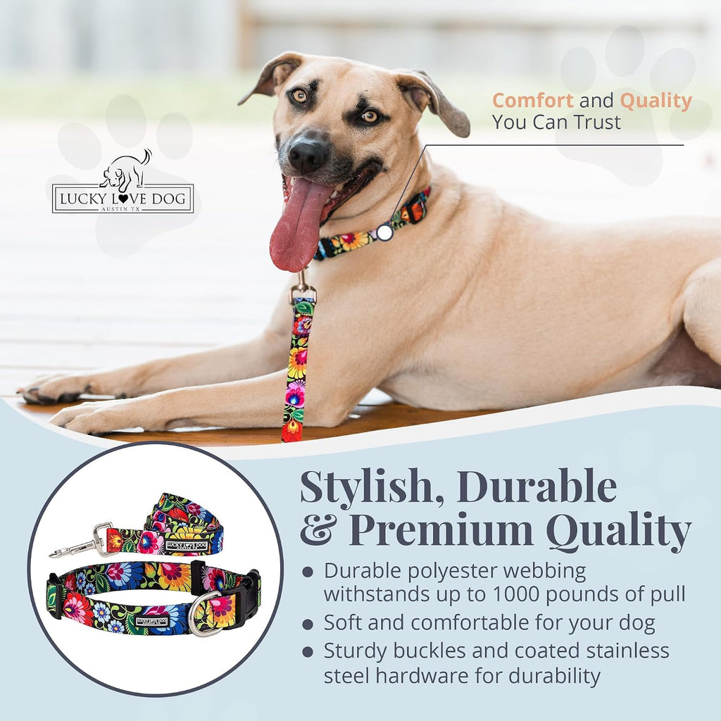 Collar for Large Dogs Cute Adjustable – Blackbird, Large | Cute Dog Collars for Large Dogs | Adjustable Nylon Collar with Easy Click Buckle & Weatherproof D-Ring - view 5