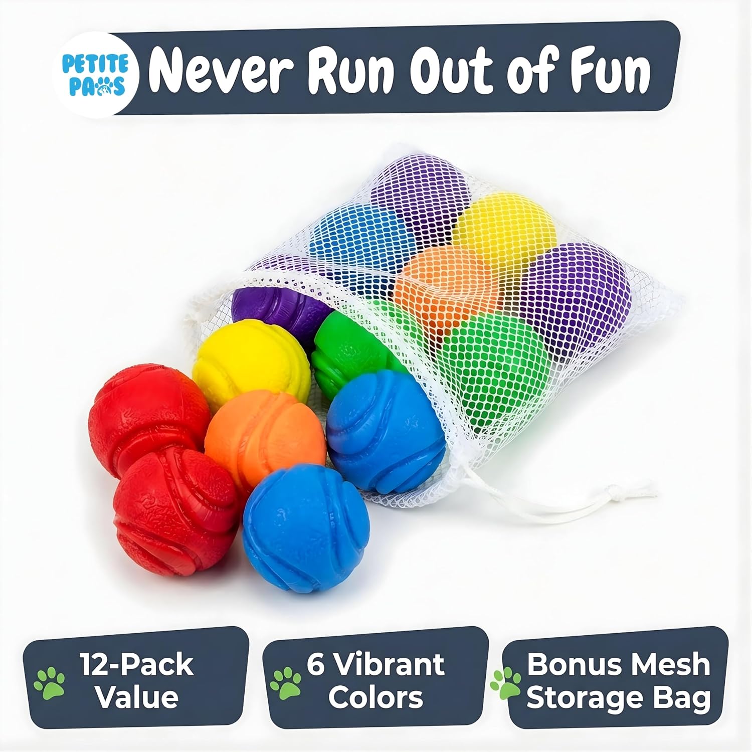 Dog balls 1.5 inch no squeak toy for small dogs teething toys for puppies rubber balls for fetch, training, boredom and solo play - 6 pack - view 8