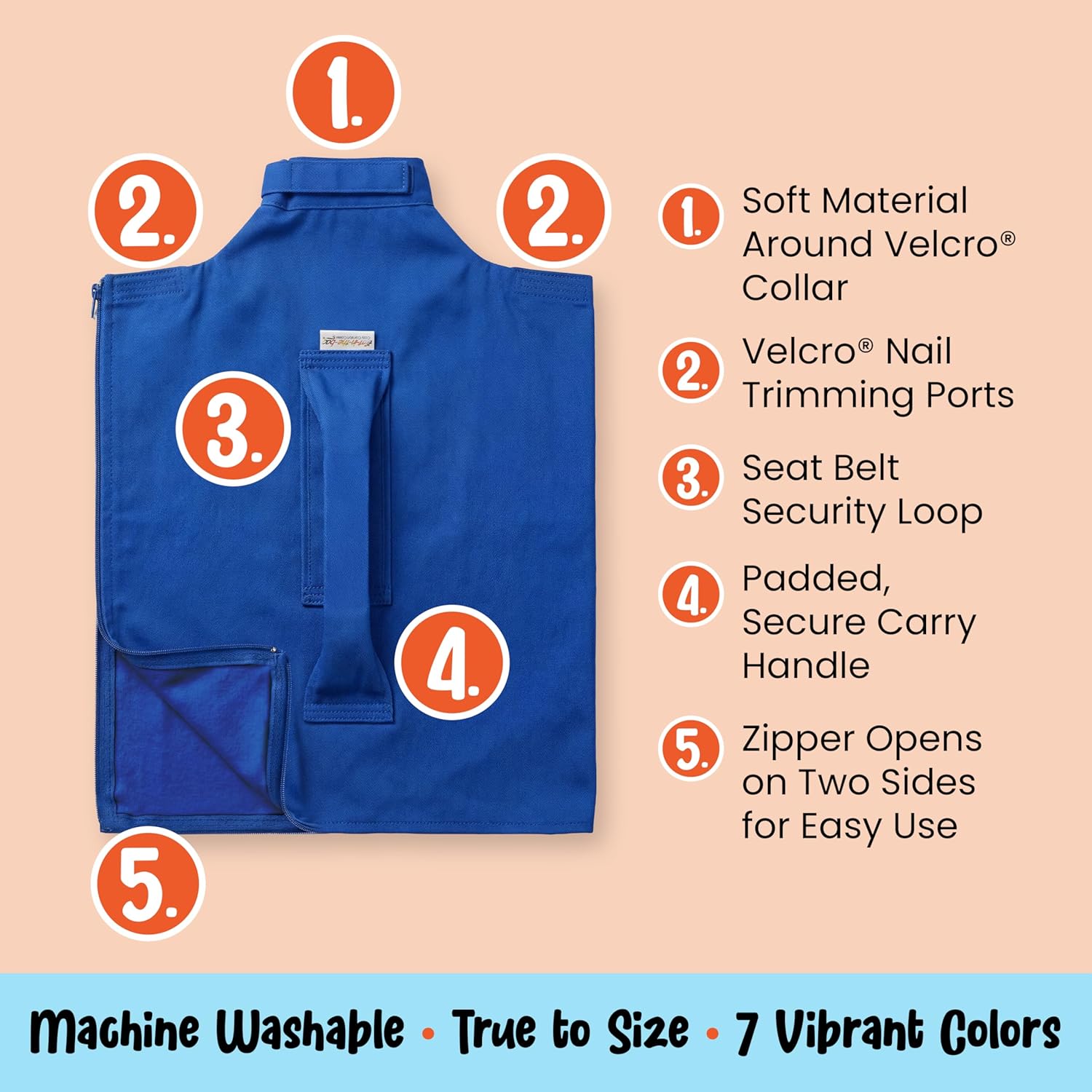 Cat-in-the-Bag Cozy Comfort Carrier - Large Cobalt Blue Cat Carrier Soft for Grooming, Vet Visits, Medication Administration, Dental Care, Nail Trimming, and Car Travel - view 4