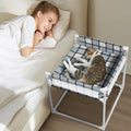 Bedside Cosleeper Dog Bed with Guardrail, 3-Fence Height Elevated Bed Dog | Extension Attached to Human Bed for Medium Dog Cat, Stainless Steel Window Perch Lounge Elevated Sleeper Hammock Furniture