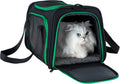 Pet carrier bag for cats & dogs. Airy mesh windows let fur-kids see you reduce anxiety & breath easy. Rip-stop fabric & lockable zips hug securely. Washable comfy pad. Collapsible