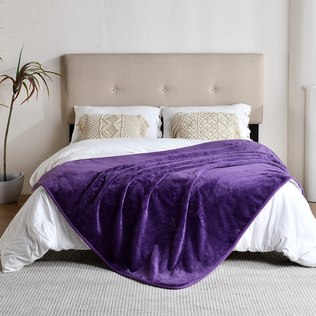 Waterproof blanket for bed couch sofa, soft liquid pee proof pet blanket for dog puppy cat, reversible sherpa fleece furniture protector (dark purple, 50x60 inches) - view 3