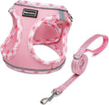 Soft Mesh Dog Harness and Leash Set, Step-in Reflective Breathable Lightweight Vest Harnesses with Safety Buckle for Small Dogs, Cats (Pink, S)
