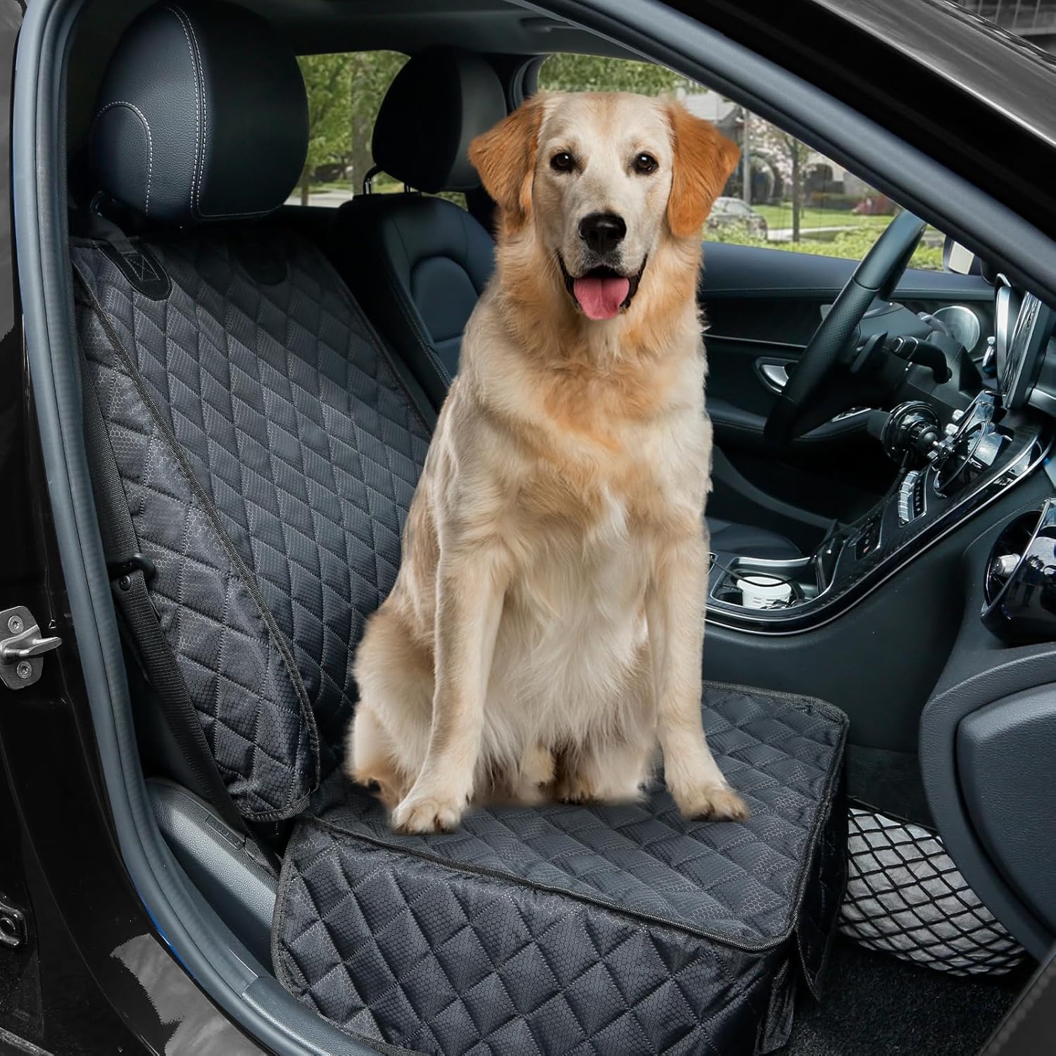Waterproof Front Seat Car Cover 2 Pack, Full Protection | Dog Car Seat Cover with Side Flaps, Nonslip Scratchproof Captain Chair Seat Cover Fits for Cars, Trucks, SUVs, Jeep, Black - view 3