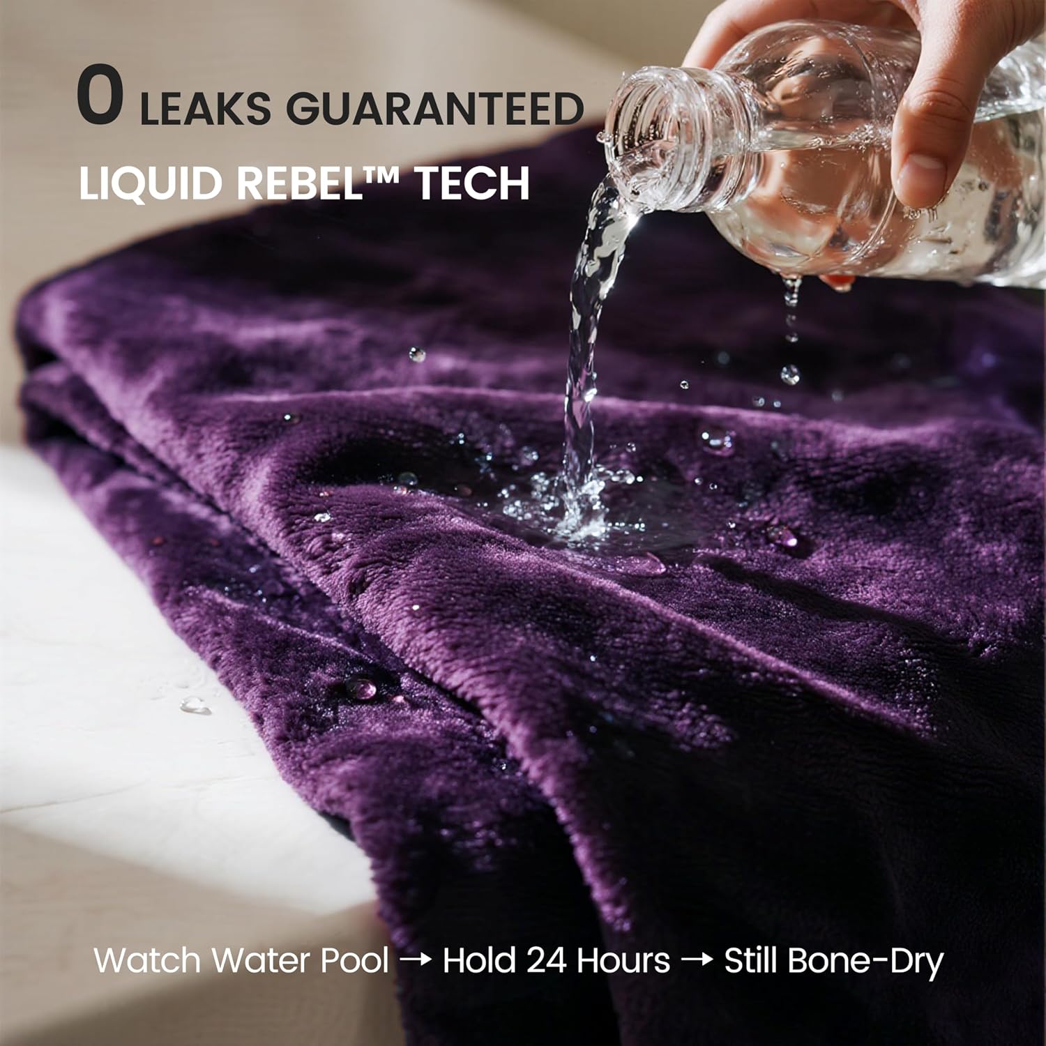 Waterproof Bed Blanket, Reversible Sherpa Fleece Throw Blanket for Dog Puppy Cat, Furniture Cover Protects Bed Couch Sofa from Liquid Pee and Pet Fur (Dark Purple, 60x80 inches) - view 2