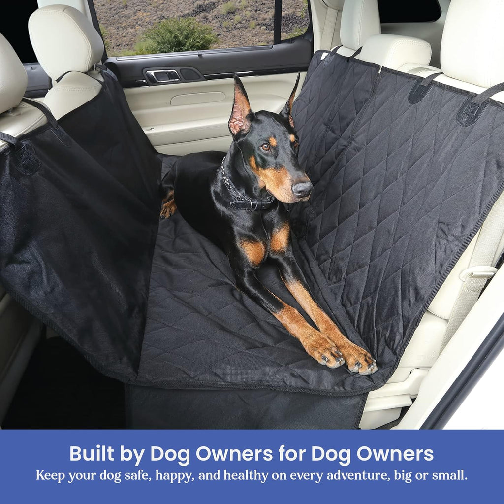 Dog Rear Seat Cover for Fold Down Seats - Hammock, Black Regular | Heavy-duty split design fits 60/40 and 50/50 fold-down seats. K9-Shield waterproof protection and a non-slip backing. - view 4