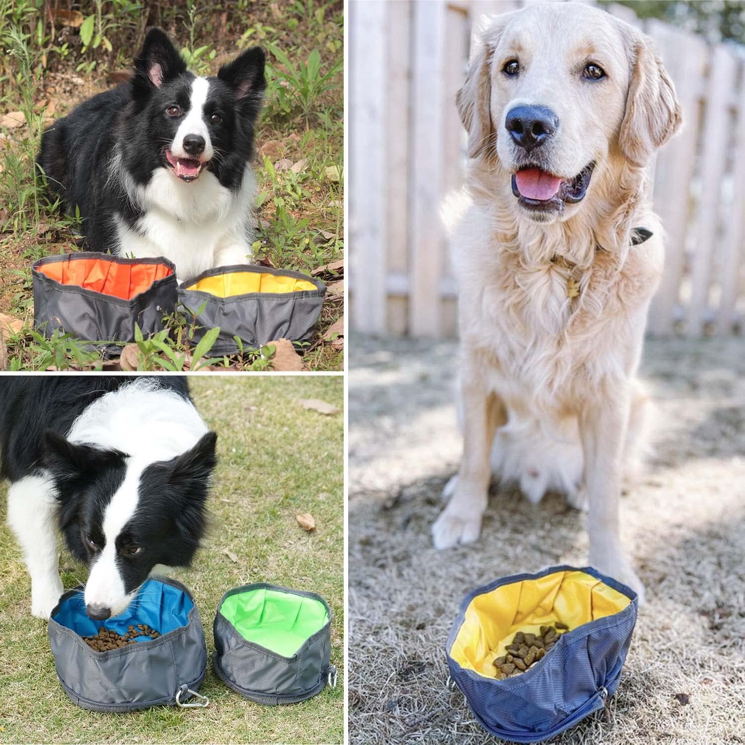Collapsible dog travel bowl, 8 cups large lightweight foldable bowl, water and food bowls for pets dogs cats with zipper. - view 2