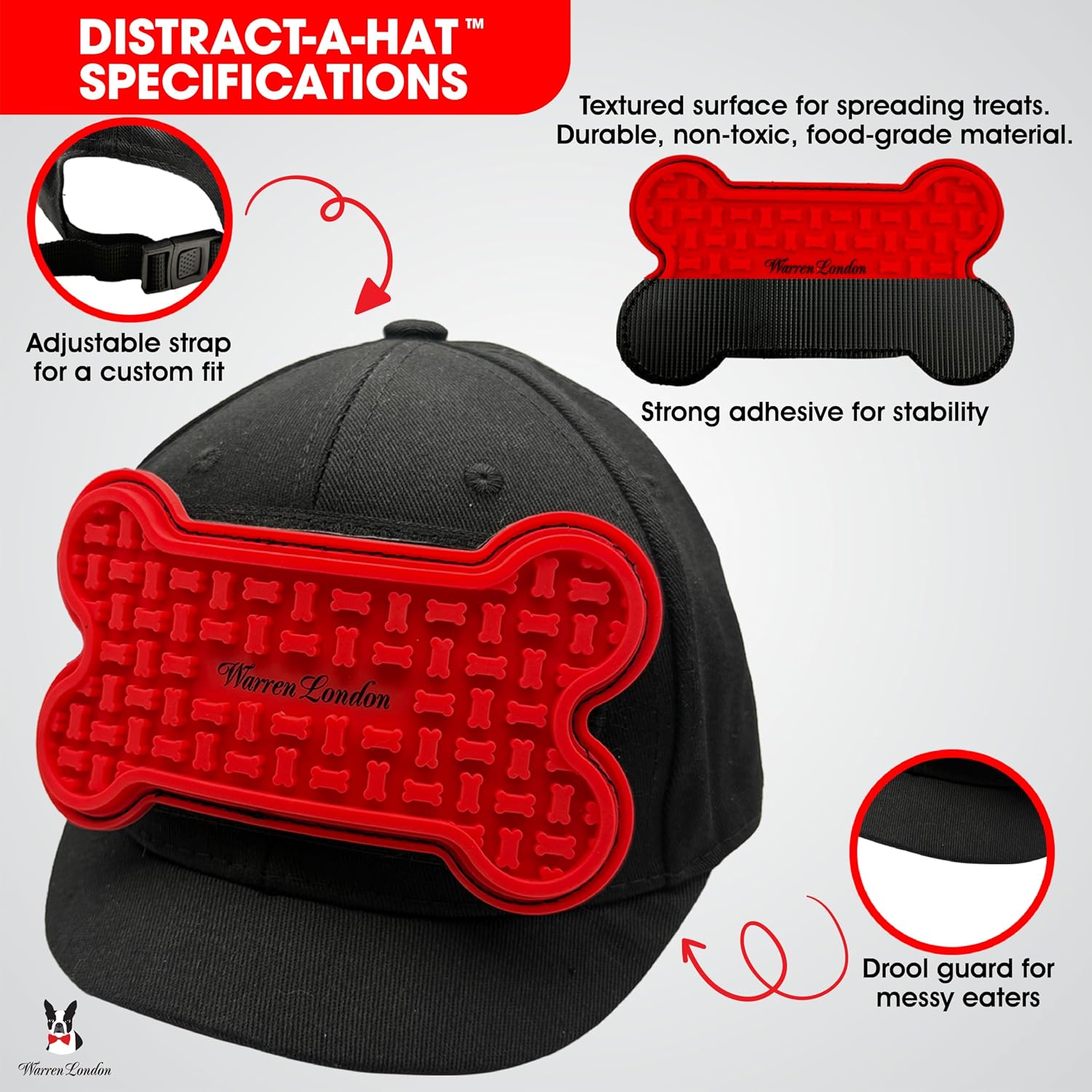 Distract-A-Hat - Dog Grooming Distraction Lick Hat for Nail Clipping and Grooming – Adjustable Fit with Adhesive Dog Lick Pad, Spreader & Cleaning Brush Included - view 2