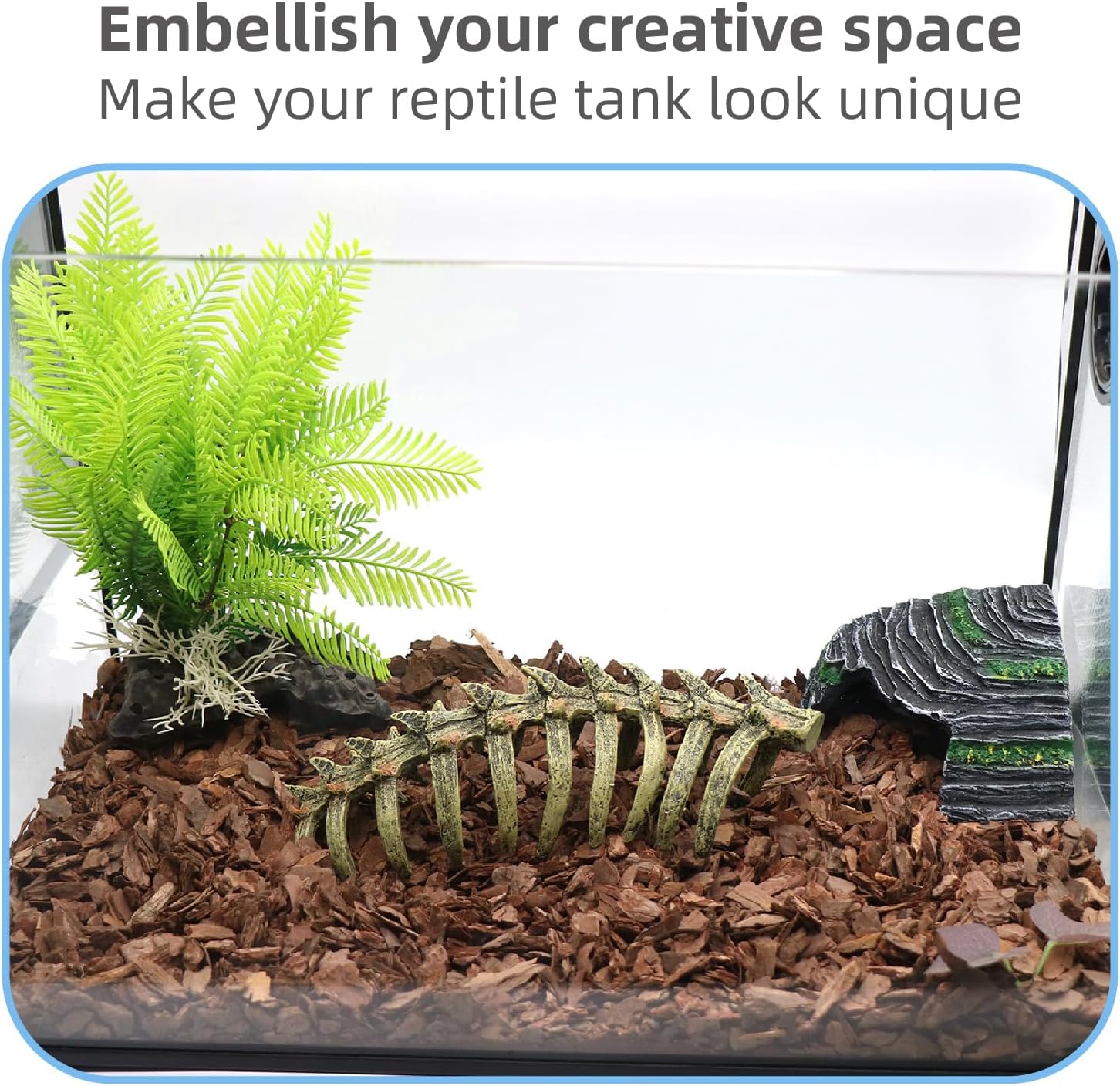 Aquarium Skull Animal Skeletons, Reptile Tank Accessories, Fish Tank Decorations for Amphibians, Betta Fish, Shrimp, Hermit Crab, Leopard Gecko - view 3
