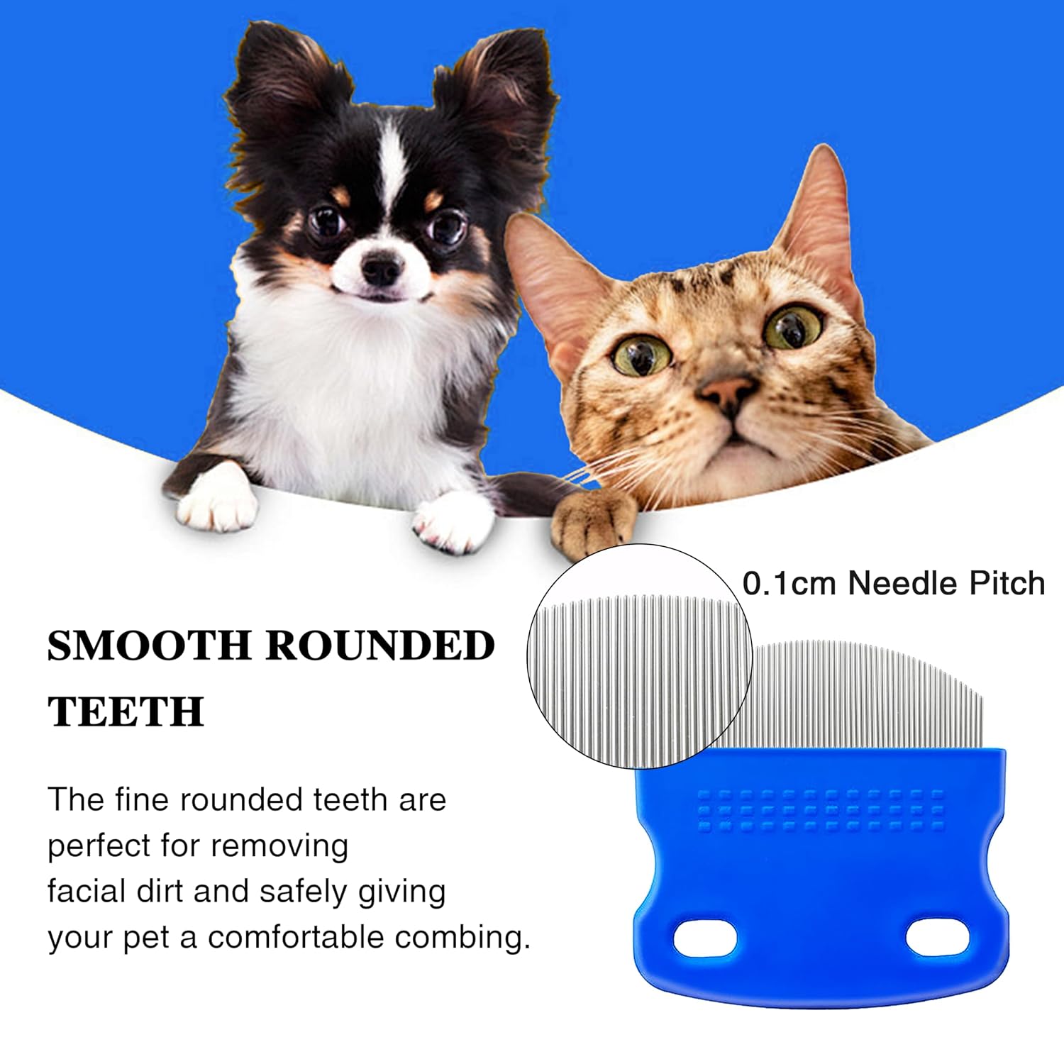 2 Pack Professional Eye Comb For Pets,Stainless Steel Tear Stain Remover,Flea Lice Comb,For Cats & Dogs,Gentle Round-Head Grooming Tool,Precisely Removes Stains, Dirt And Debris From The Eye Area - view 2