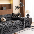 Boho Couch Cover Blanket Geometric Striped Pet Covers for Couches and Sofas Dark Grey and Black Dog Cover for Couch Pet Friendly Chenille Sectional Sofa Covers for Pets Washable, 71" X150"