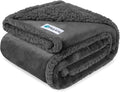 Waterproof Dog Blanket for Couch, Extra Large 80x60, Pee Proof Sherpa Fleece Reversible Pet Throw, Furniture Protector for Bed Sofa Crate Kennel, Soft Washable Cover for Dog Cat, Grey Sherpa