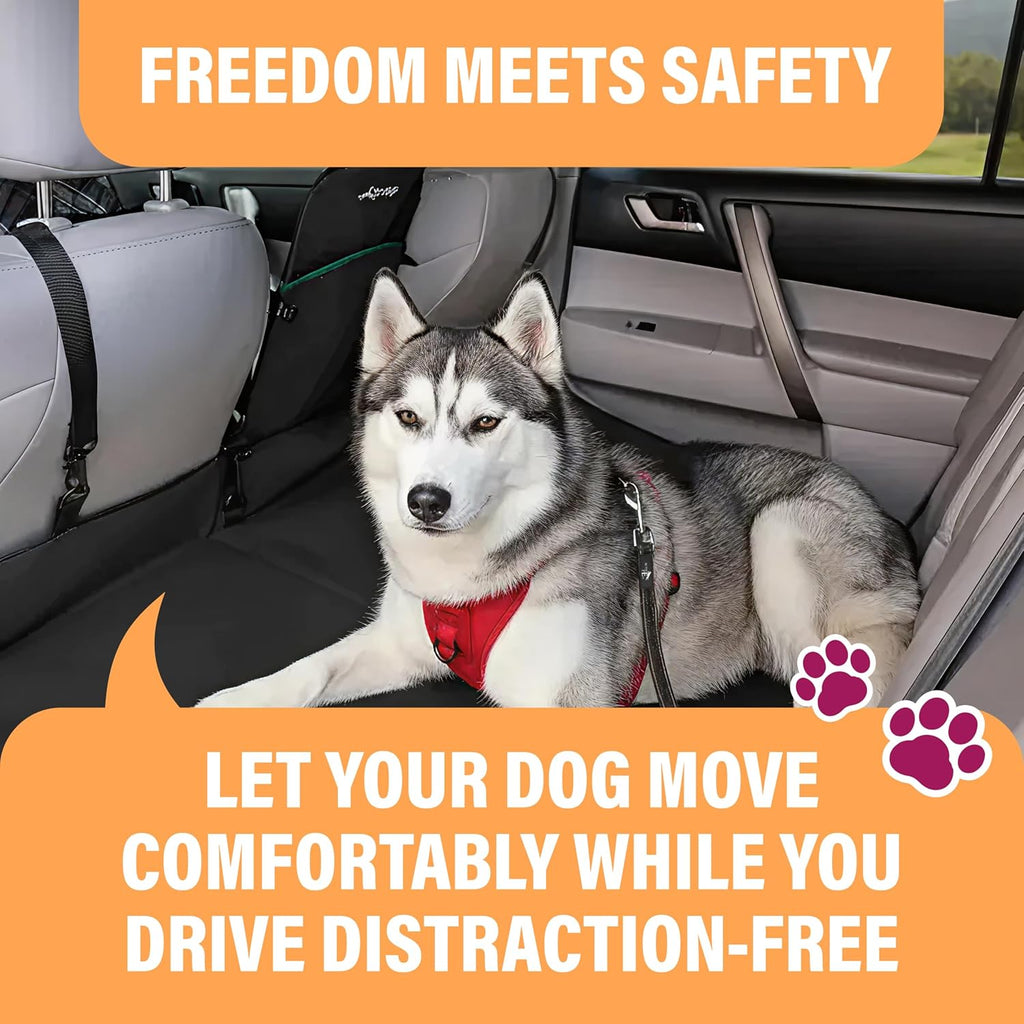 Black Car Seat Belt for Dogs, Attaches to Harness & Collar, Adjustable 18" - 24" Travel Restraint System Fits Small - Large Pups for Safety & Comfort, Essential Pet Supplies & Accessories - view 4