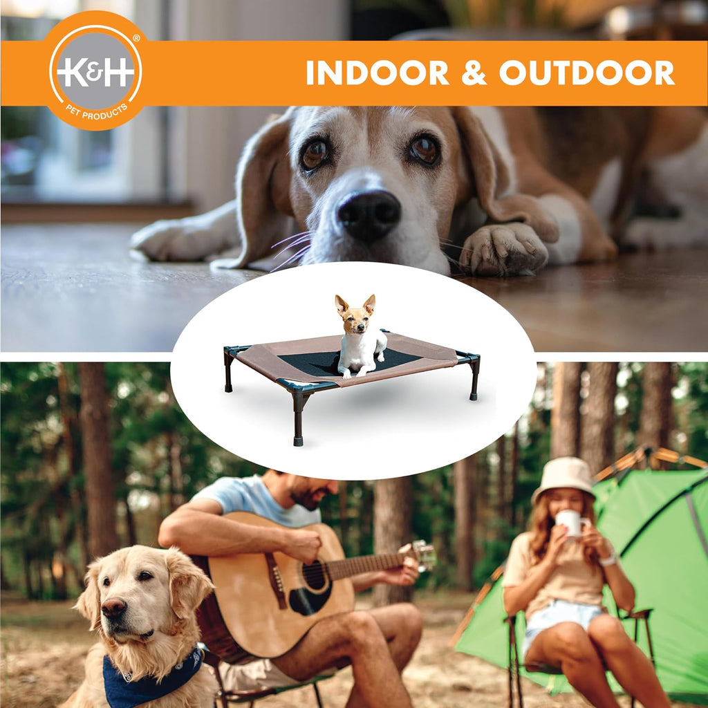 Outdoor elevated dog bed - cooling raised dog bed for medium & large pets, breathable mesh center hammock design, indoor/outdoor washable cover, portable metal frame, chocolate, large 42x30in - view 8