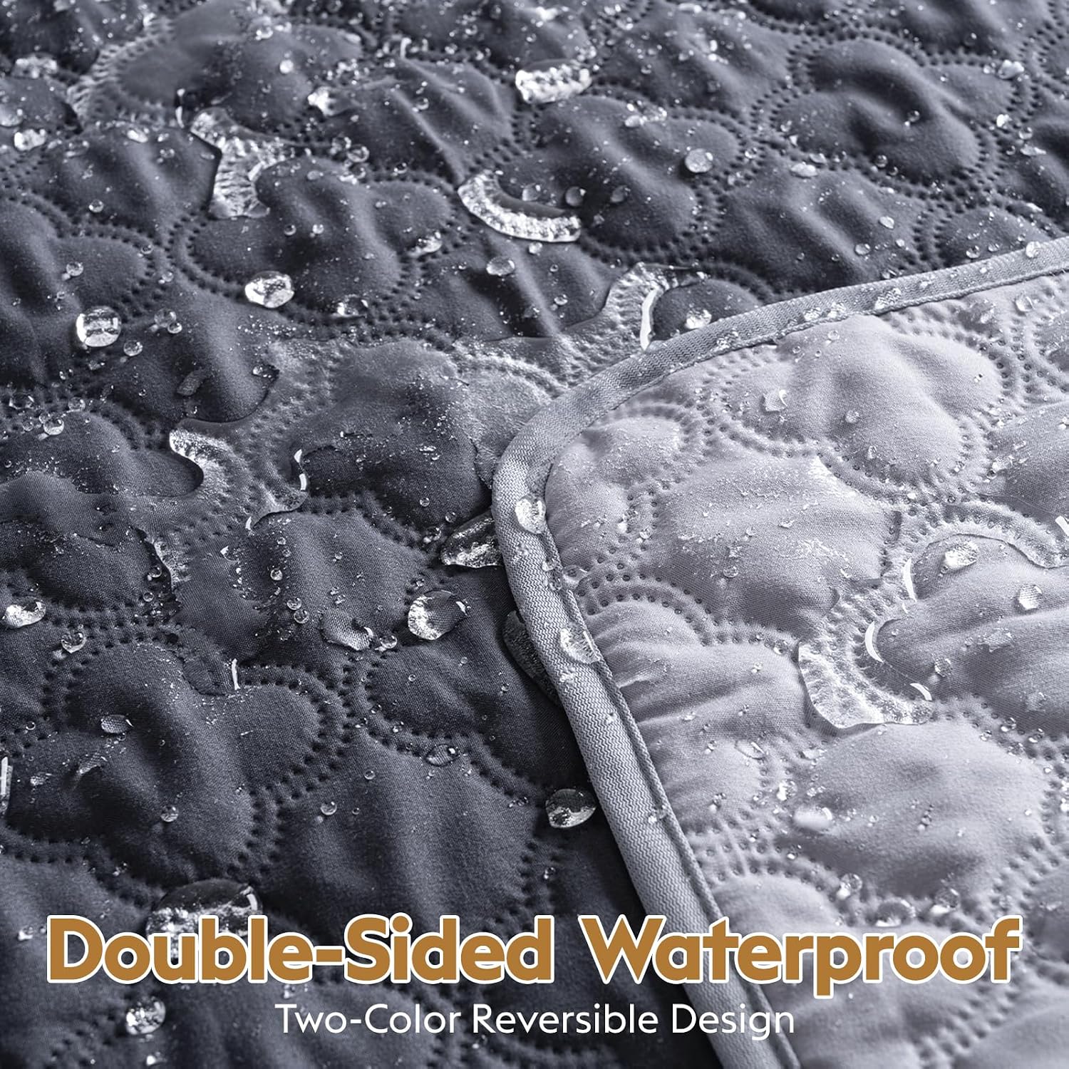 Waterproof Dog Blanket, Couch Cover for Dogs Washable, Reversible Dog Bed Cover.(Dark＆Light Grey, 82 X 102 Inch - 1 Pack) - view 2