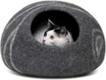 Cat cave – premium felt cat bed enclosure for indoor cats, handmade merino wool (dark grey, medium)