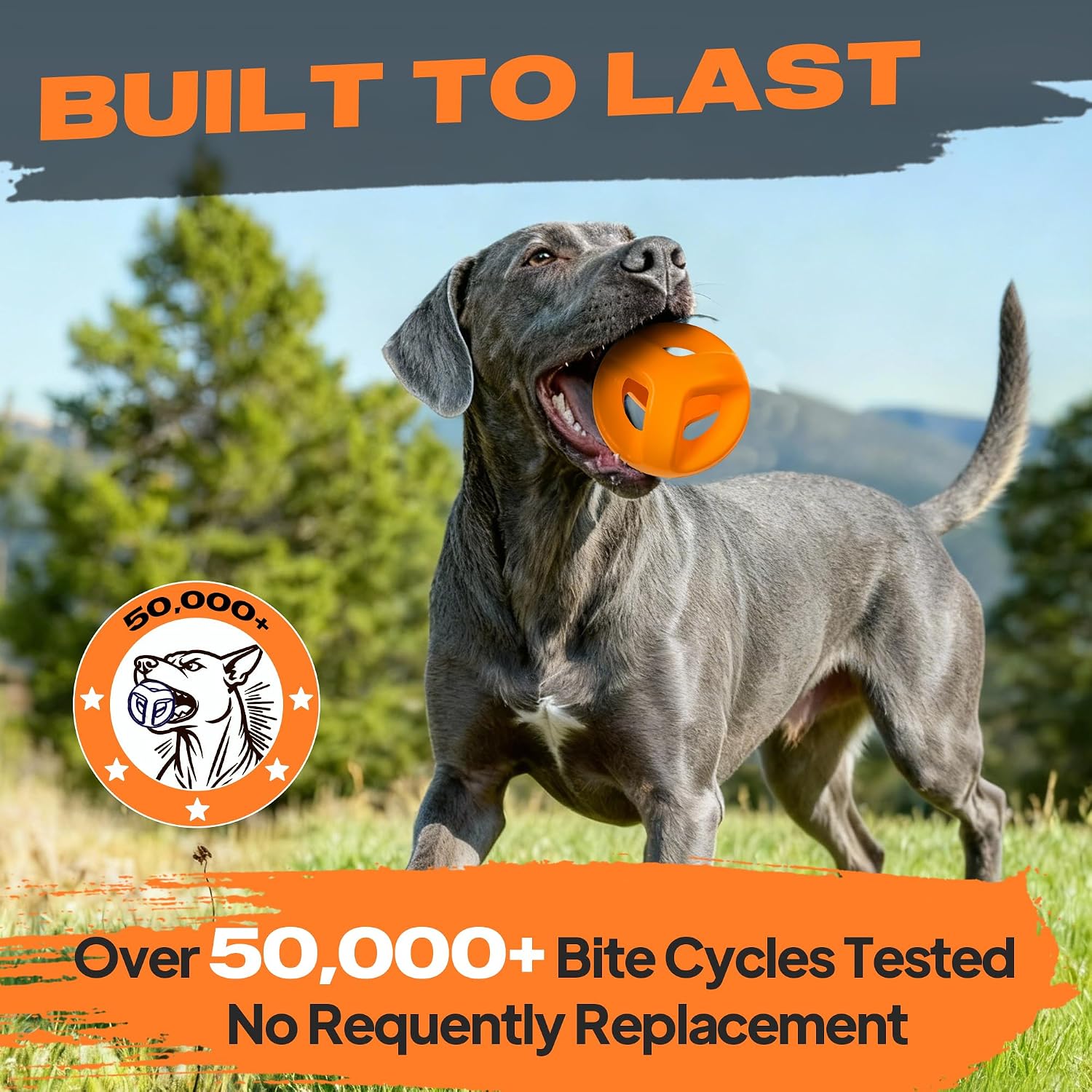 Natural Rubber Dog Balls for Aggressive Chewers, Durable Dog Chew Toys for Large Dogs, Interactive Fetch & Tug of War Toys for Medium Large Breed Non-Toxic Dish Washable,4.5 * 4.5" - view 3