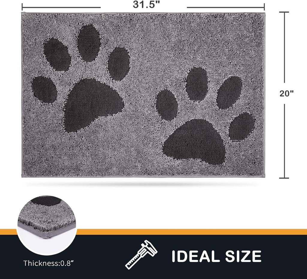 Dirt Trapping Door Mat Indoor Entrance, 20" x 31.5", Grey | Machine Washable, Non-Slip, Waterproof TPR Backing, Super Absorbent, Dog Door Mat, Entryway Rug for Muddy Paws and Shoes - view 2