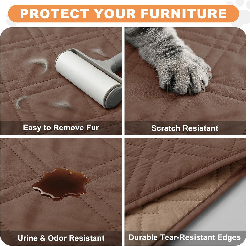 100% waterproof dog bed cover pet blanket, dark brown+taupe 30"x30" |, 7-layer reversible couch covers for dogs met for sofa furniture car camping - view 6