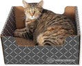 Cardboard Cat Scratcher Box & Bed - Dark Grey Diamond | Double-Sided Corrugated Pad for Indoor Cats | Refillable Scratching Board Toy for Play & Furniture Protection