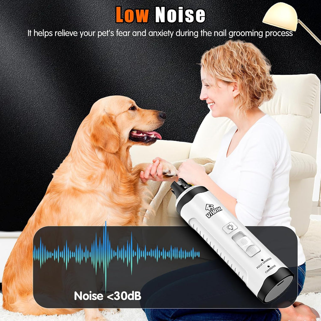 Dog Nail Trimmers with Light, Cat Dog Nail Clippers, Dog Nail Grinder Quiet for Large Medium Small Dogs Paw & Cats Claw, Electric 2-Speed Pet Toenail Grooming Supplies, Gifts for Dog Lovers. - view 6