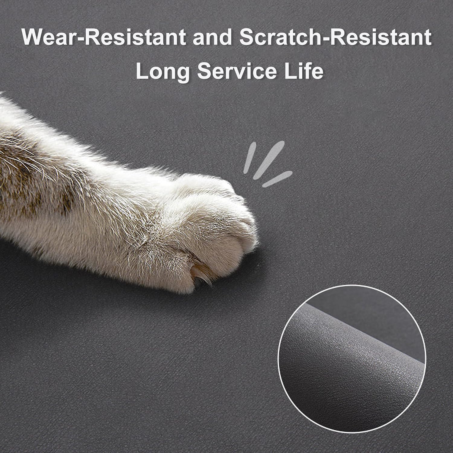 Cat Food and Water Mat for Pets - Non Slip Super Absorbent Dog Bowl Mat, with Multiple Cat Heads Logo - 24 x 16.9 Inches, Dark Gray - view 2