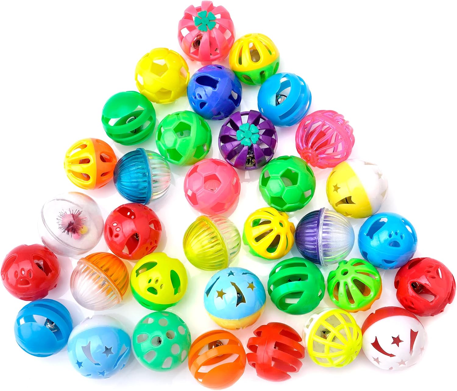 48PCS Plastic Noisy Cat Toy Ball with Bell Kitten Chase Toys 8 Type | Jingle Balls Kitten Chase Pounce Play,Cats Interactive Toy,Lightweight Indoor Exercise Plays, Assorted Color Size - view 4