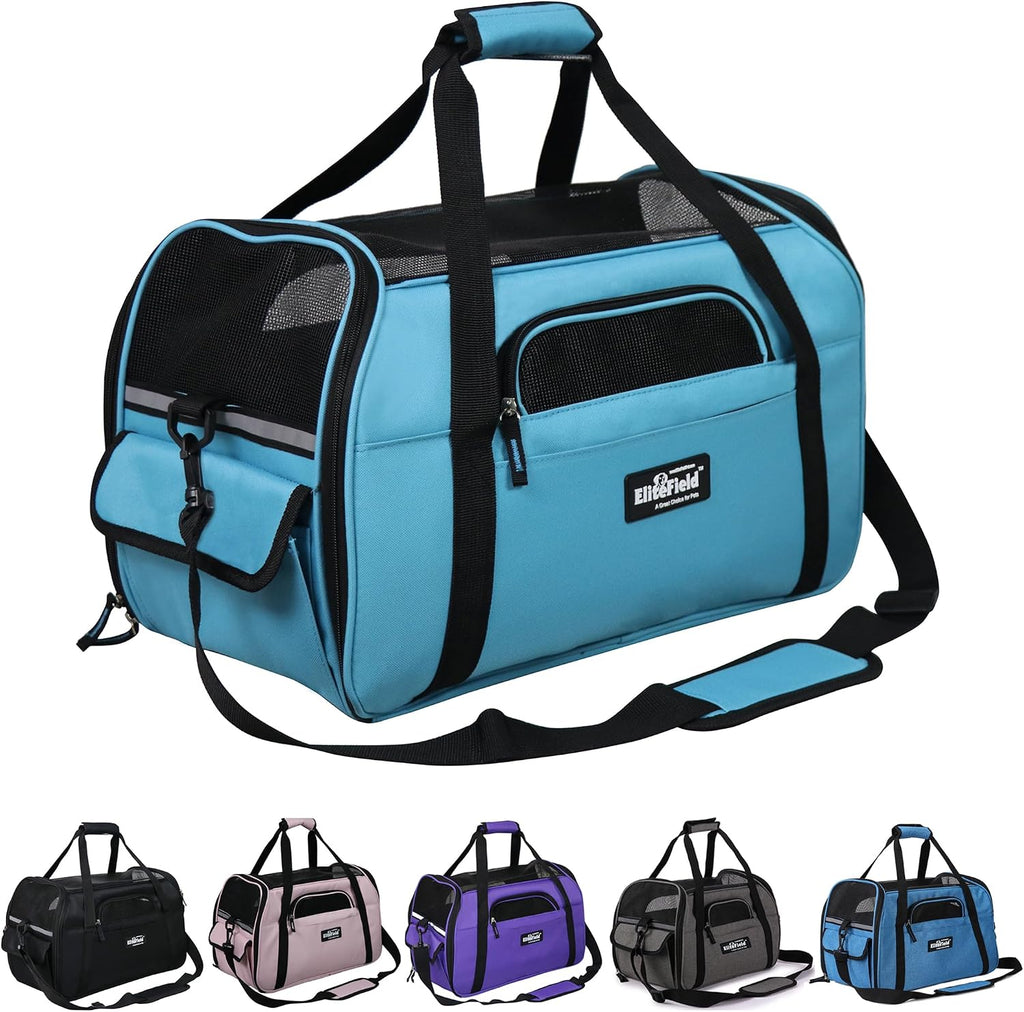 Soft-sided pet carrier for cats & small dogs (3-year warranty) | airline approved, removable bed & cover, built-in leash, luggage sleeve, seat belt loop, waterproof, durable, foldable