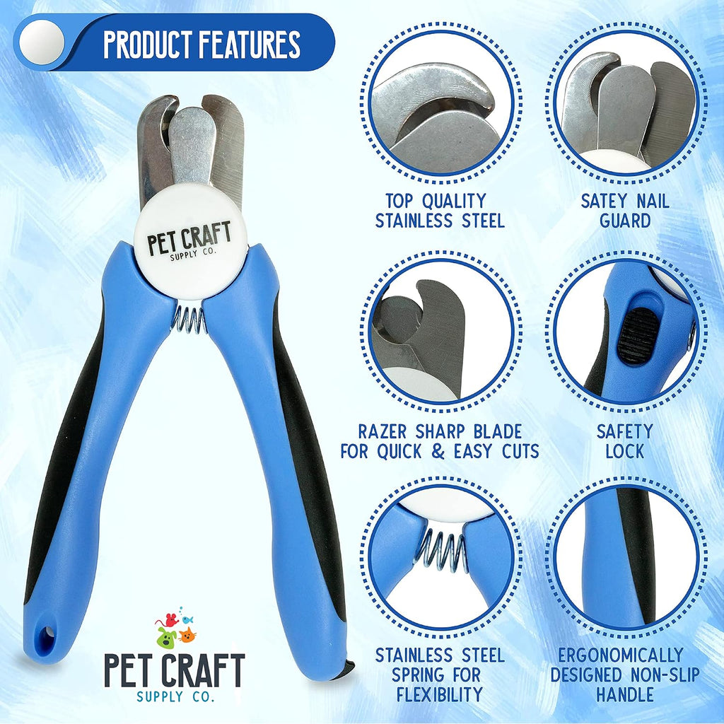 Dog & Cat Pets Nail Clippers and Trimmers - with Safety Guard to Avoid Over Cutting, Bonus Nail File - Essential Puppies Supplies Grooming Kit - view 2