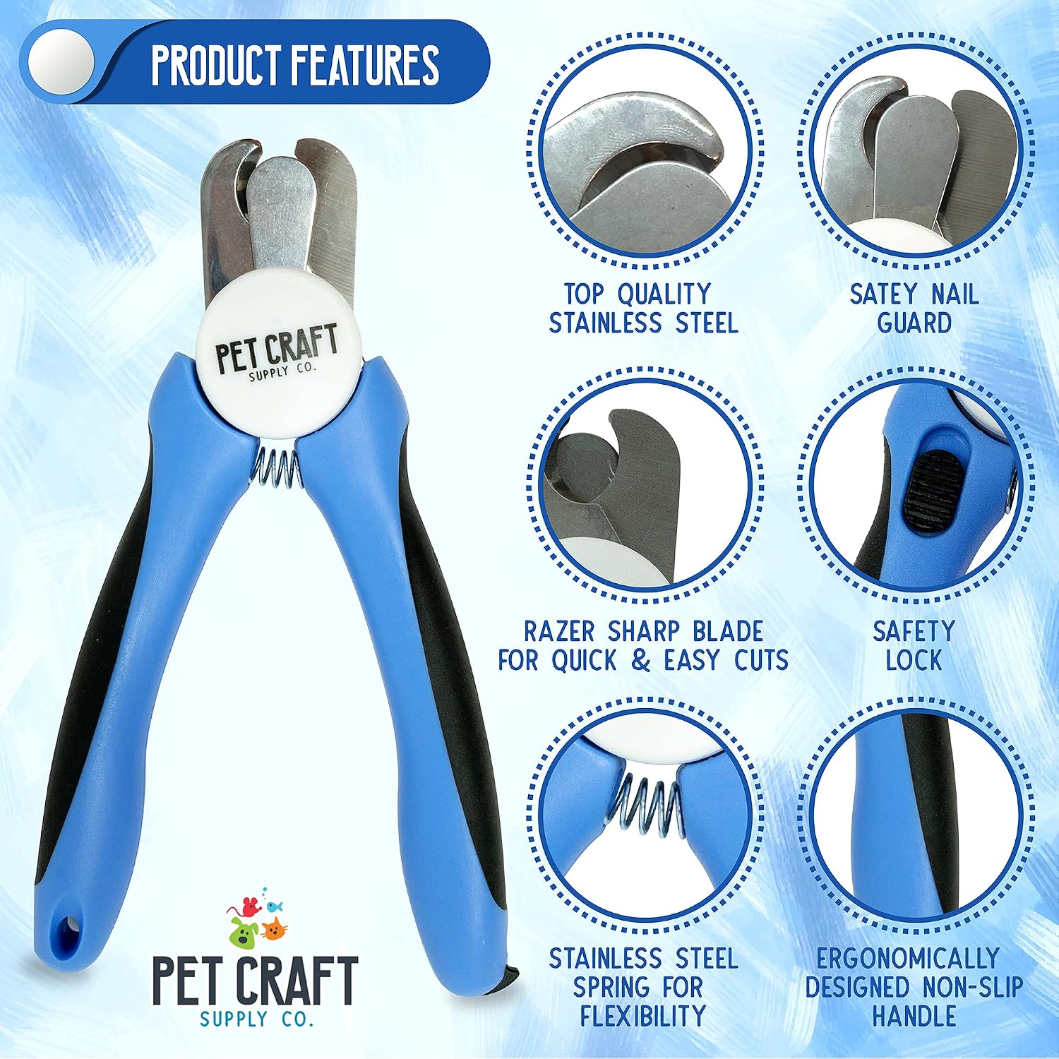 Dog & Cat Pets Nail Clippers and Trimmers - with Safety Guard to Avoid Over Cutting, Bonus Nail File - Essential Puppies Supplies Grooming Kit - view 2
