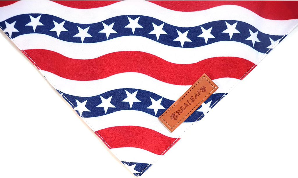 4th of July Bandanas 2 Pack, Triangle Reversible American Flag Pet Patriotic Scarf for Boy and Girl, Premium Durable Fabric, USA Bandana for Medium and Large Dogs (Large) - view 5