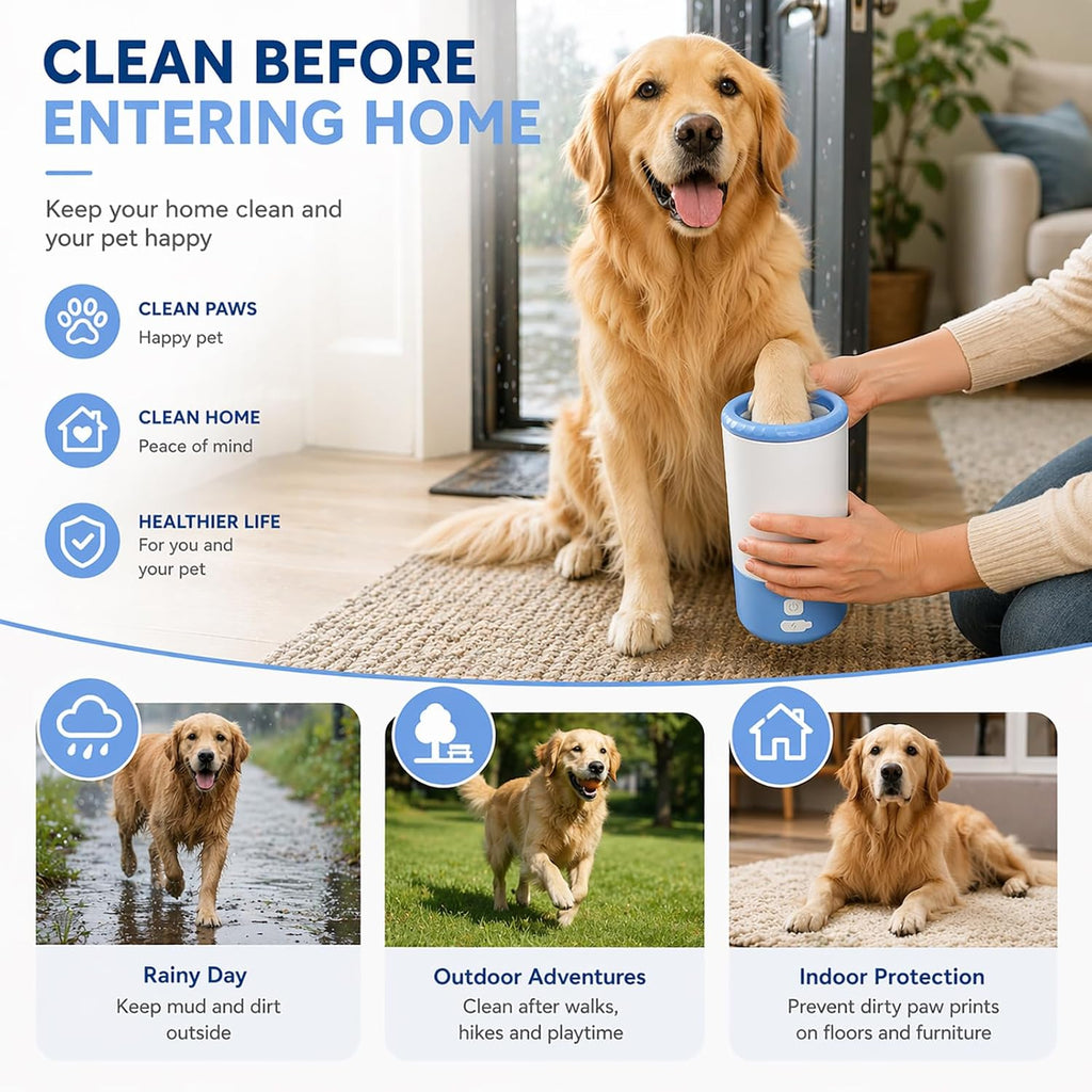 Electric Dog Paw Cleaner Cup – Rechargeable Paw Cleaning Device with Soft Silicone Bristles, Automatic 360° Dog Paw Washer, Portable Pet Foot Washer for Medium Large Dogs - view 7