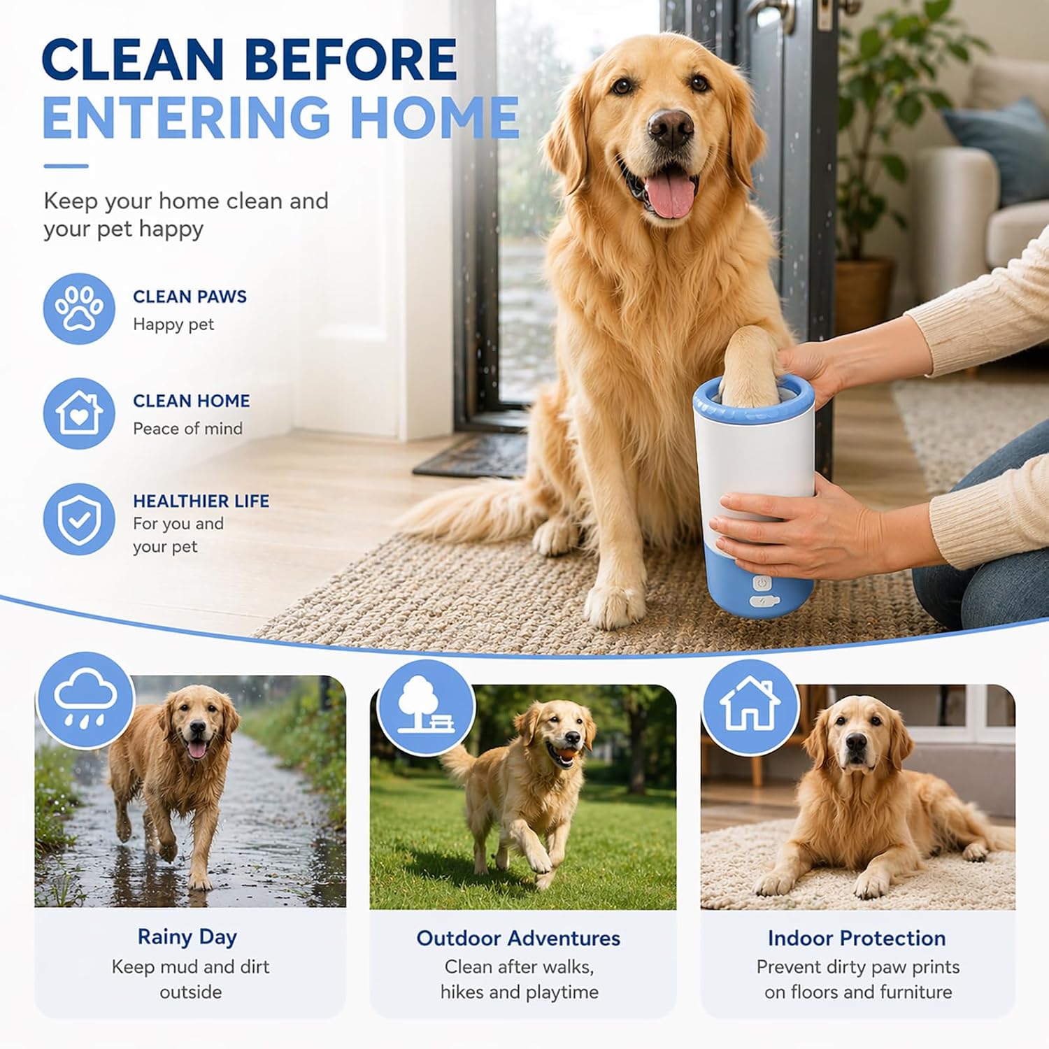 Electric Dog Paw Cleaner Cup – Rechargeable Paw Cleaning Device with Soft Silicone Bristles, Automatic 360° Dog Paw Washer, Portable Pet Foot Washer for Medium Large Dogs - view 7