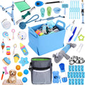 65 pcs puppy supplies starter kit small dog essentials includes dog leash, toys, bowl, brushes, water bottles, pet blankets puppy accessories for new welcome gift supplies (cool, blue)